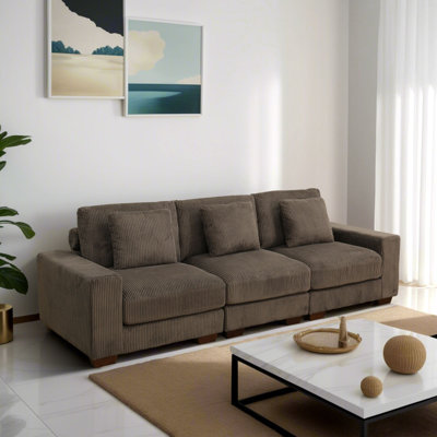 Kaci 98" Wide 3-Piece Premium Corduroy Living Room Modular Sofa