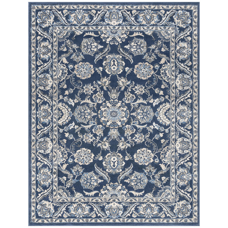 Tapis oriental bleu foncé Madison, Rectangle 7 pi 10 po x 10 pi 3 po