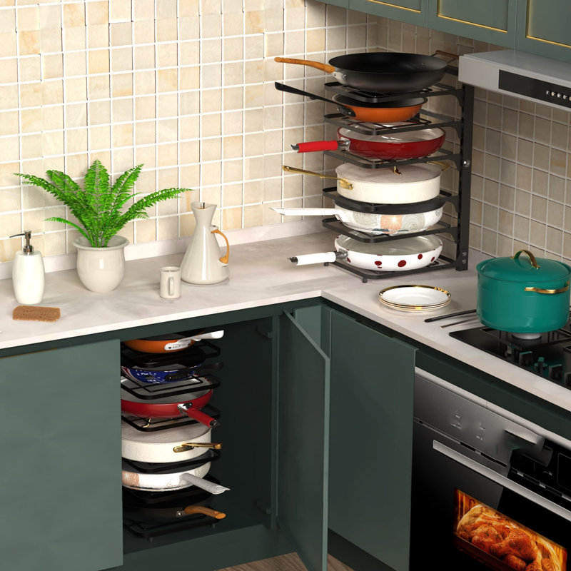 Multifunctional Adjustable Pan Pot Rack 6-Tier for Cabinet