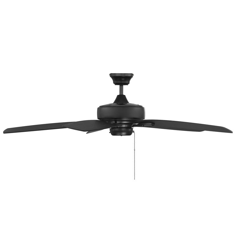 52" Arballo 5 - Blade Standard Ceiling Fan in Matte Black with Pull Chain, Matte Black
