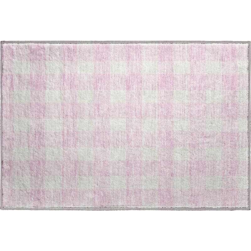 Premium Machine Washable Prisco Pink Rug, Rectangle 1'8" x 2'6"
