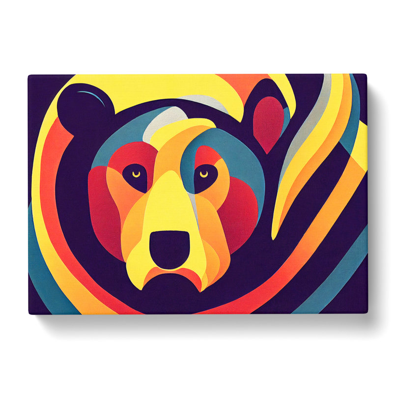 Bear Deco Style Abstract - Wrapped Canvas, 40cm H x 60cm W x 3cm D