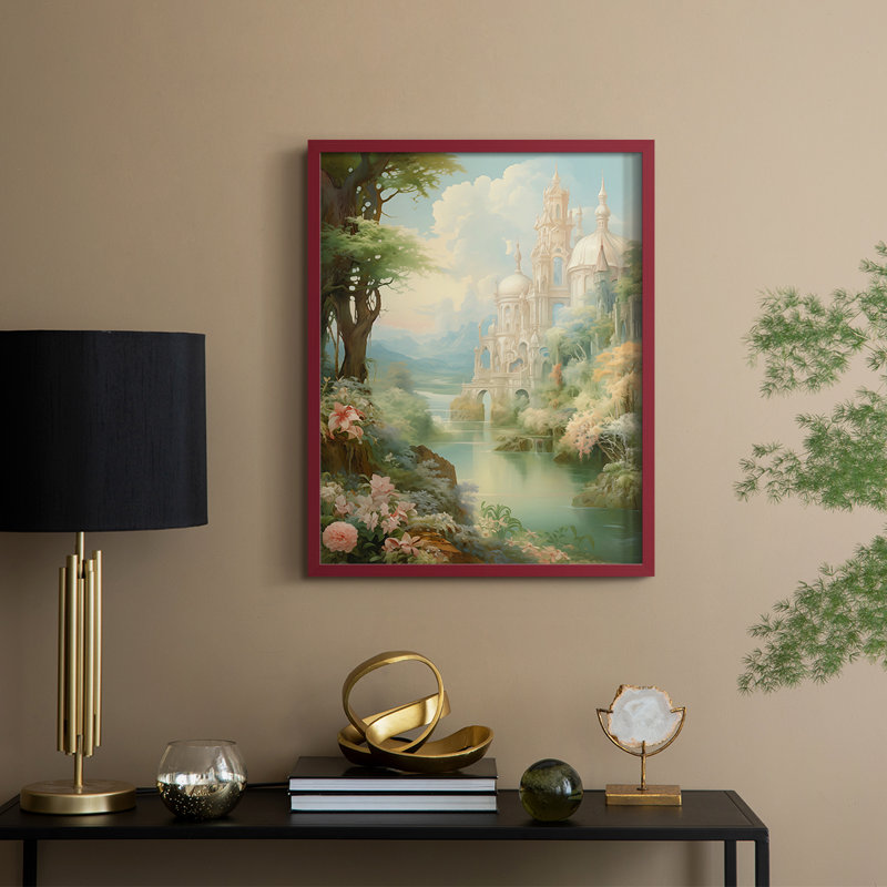 «LANDSCAPES Series CCL XXXIX», reproduction encadrée - bois massif, Rouge, H 21 po x l 17 po