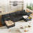 104-Inch U-Shaped Chaise Lounge Sofa, Chenille Fabric, Adjustable Backrest (90°-180°), Storage Pockets, Usb & Type-C Charging Ports, Comfortable And Versatile Sectional Sofa For Living Room-1226377161