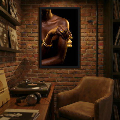 Abstract Golden Hand Holding Chess Piece