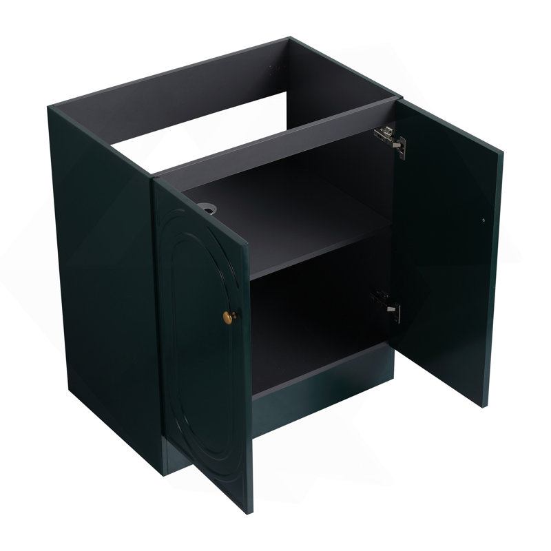 Meuble-lavabo de salle de bain autoportant 30 po et 2 portes d'armoire à fermeture en douceur - sans le lavabo, Vert foncé