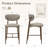 25" Counter Height Upholstered Bar Stool with Metal Frame, Curved Backrest and Footrest-430496392