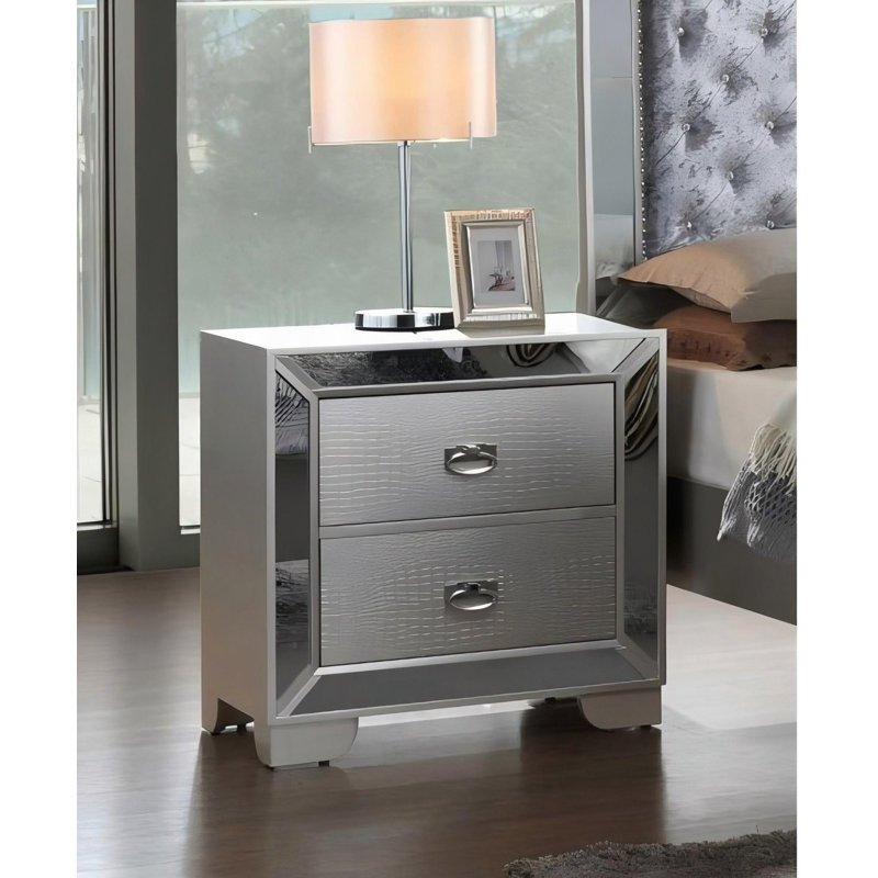 Table de chevet 28 po - sans assemblage, 2 tiroirs spacieux, bois massif durable - élégance instantanée pour n'importe quelle pièce