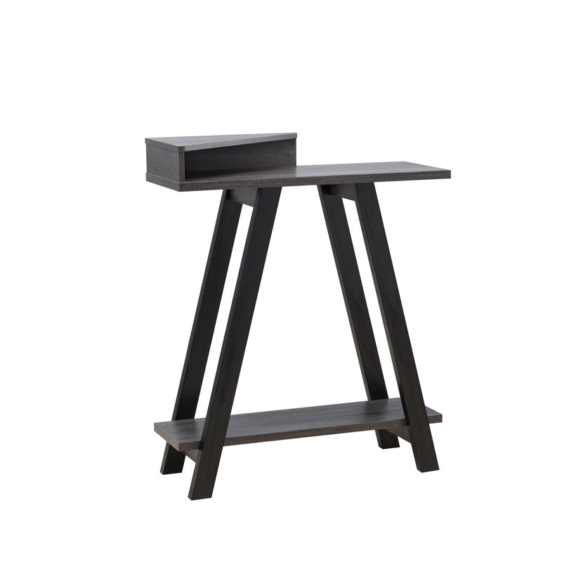 Console contemporaine deux tons avec deux tablettes - noir et gris