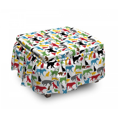 Ensemble de housse pour repose-pieds à coussin de boîte 2 pièces chats chats et chiens