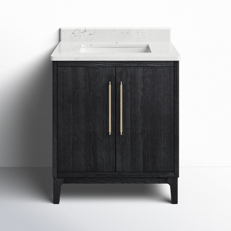 Langosta 30 Free Standing Single Bathroom Vanity with Top, Fir Wood Black