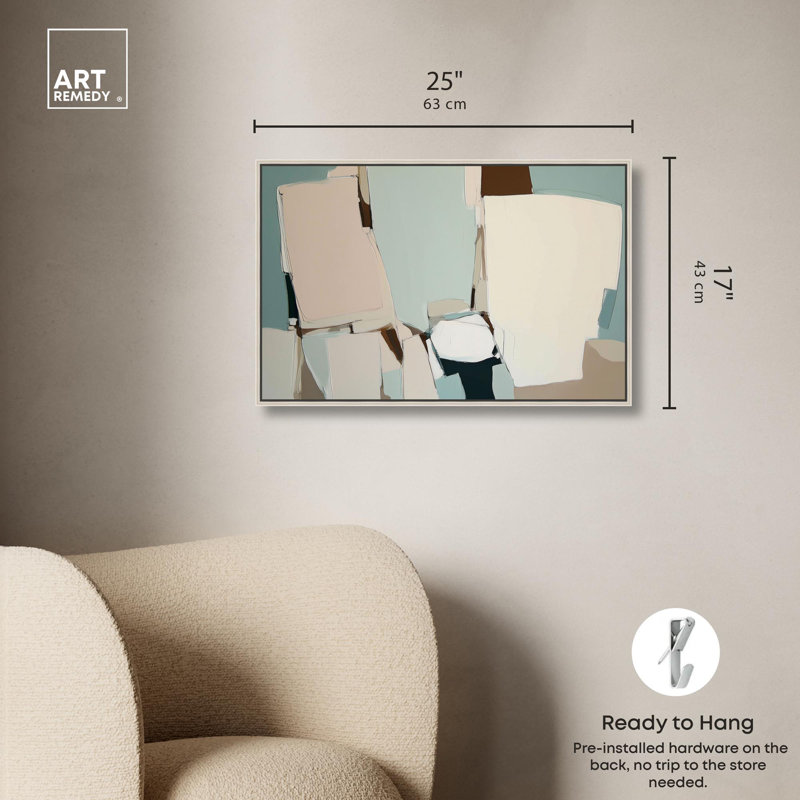 «Harmony of Neutrals I Boho», reproduction d'art sur toile par Art Remedy, H 24 po x l 16 po, Cadre argenté