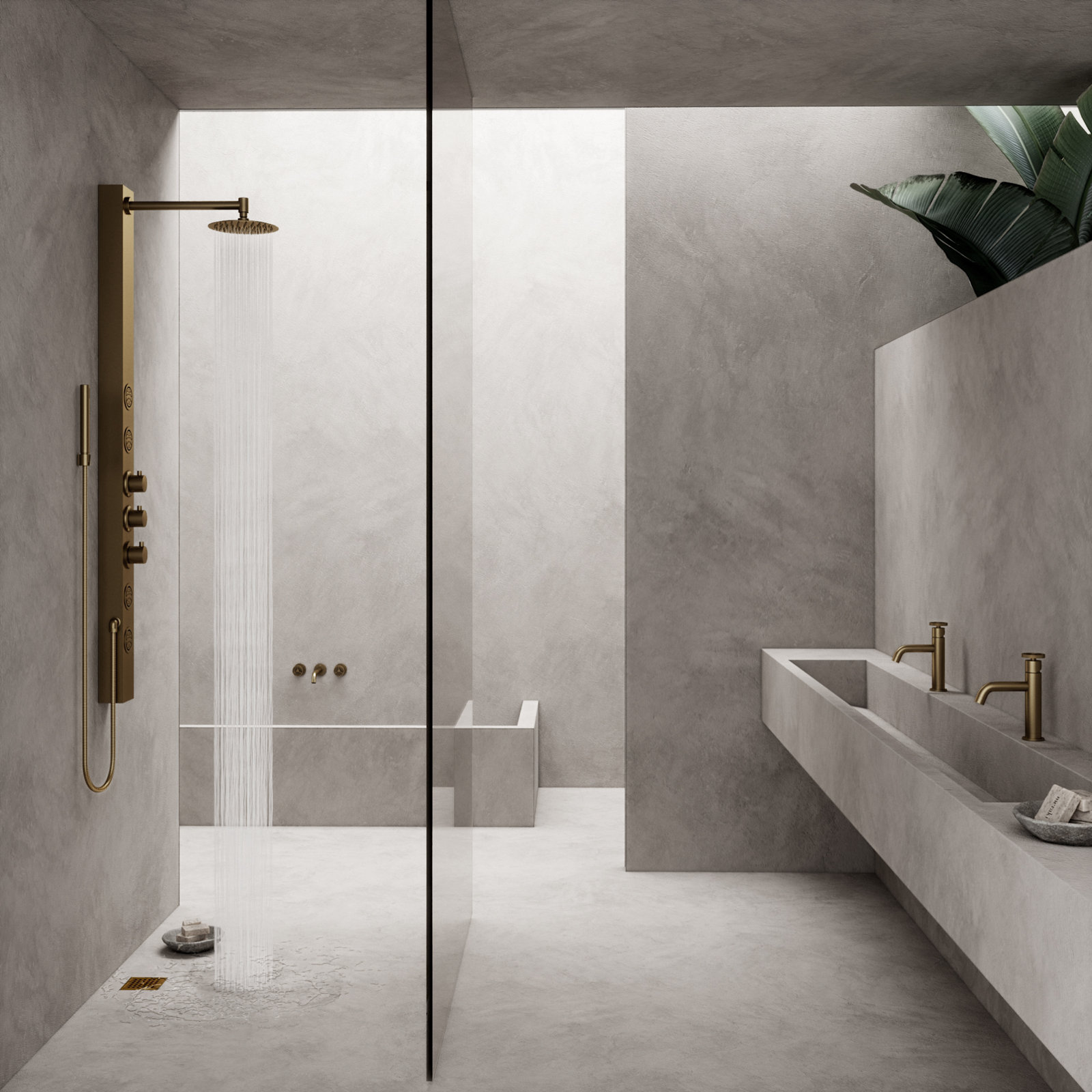 Elan Square Shower Drain, Matte Brushed Gold