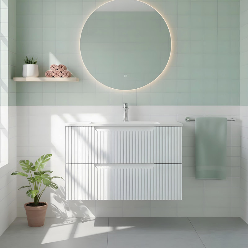 Meuble-lavabo mural moderne et minimaliste 30 po Modern, Blanc
