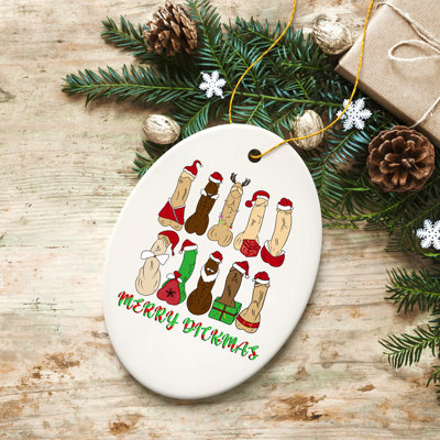 Hilarious and Merry Dickmas Christmas Ornament, Secret Santa Gift, Dark Humor Funny Mature Present