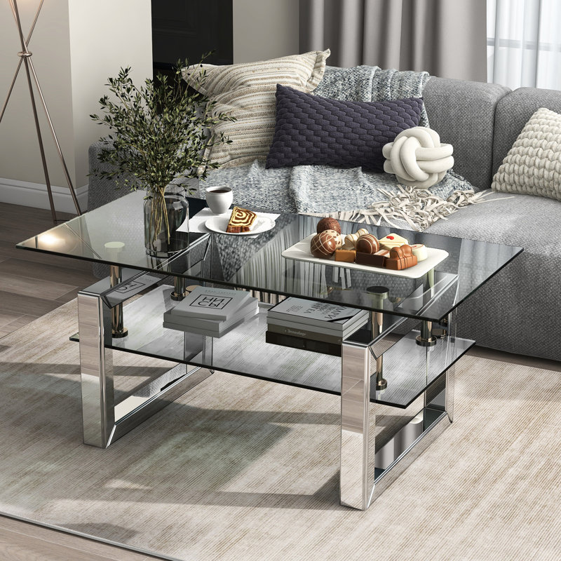 Table basse rectangulaire avec pieds en métal - et élégante pour le rangement de bureau
