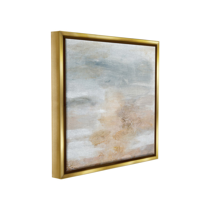 «Subtle Beige Abstraction» par Patricia Pinto sur, H 25 po x l 25 po, Cadre flottant métallique doré