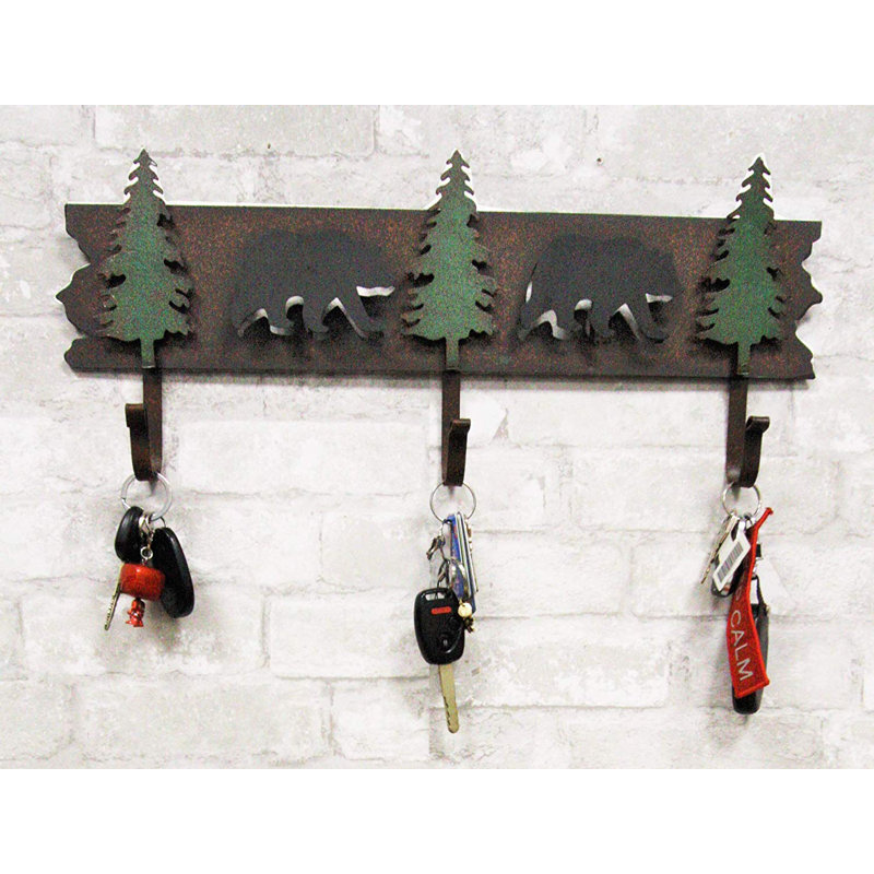 Crochet mural 2 silhouettes d’ours noir itinérant occidental rustique Elvira