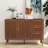 Storage Cabinet With 3 Drawers & Double Doors, Kitchen Buffet Sideboard Cabinet,Wood Storage Organizer For Kitchen, Living Room, Dining Room, Brown-667351767