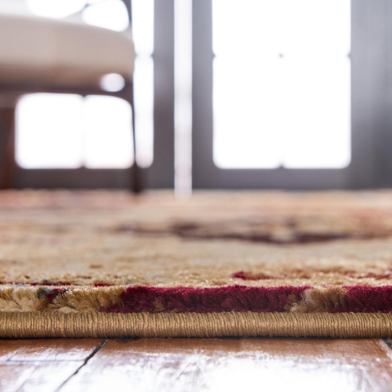 Tapis rouge / crème à motif abstrait Eelijah, Rectangle 6 pi 1 po x 9 pi