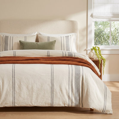 Rippled Stripe Organic Cotton Duvet Cover Set