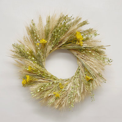 30" Handcrafted Wheat Yarrow Wreath