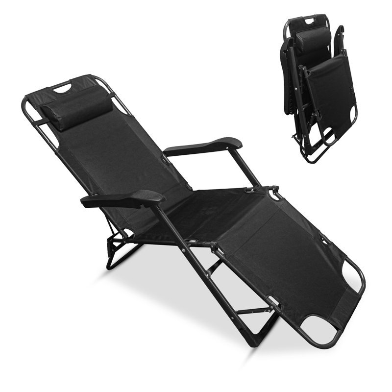 Royalford Folding Camping Chair for Adults, Adjustable Backrest, Neck Support