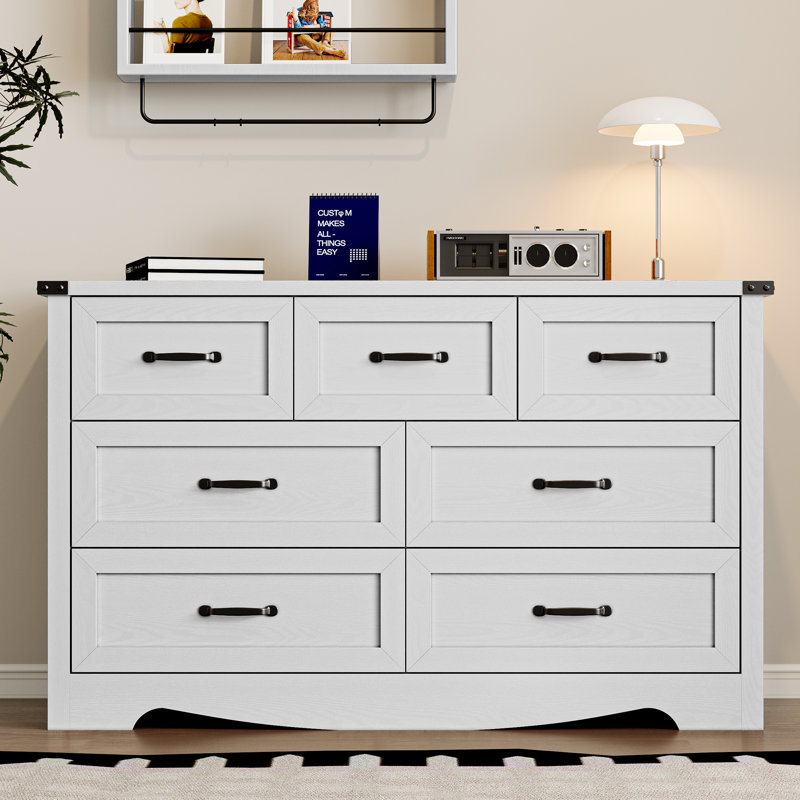 Commode 7 tiroirs Rustic, Blanc