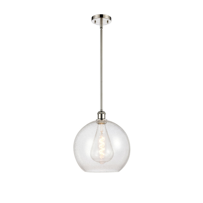 Luminaire suspendu sphérique 1 lumière Cindi, H 14,38 po x l 11,75 po x P 11,75 po, Ampoule non incluse, Nickel poli
