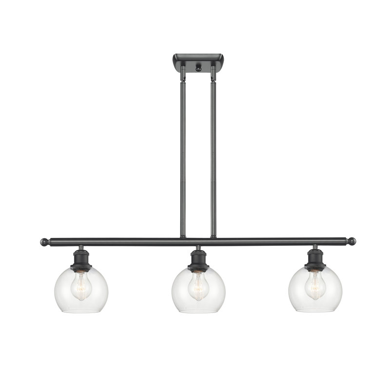 Cindi 3 - Light Kitchen Island Pendant, Clear, Matte Black