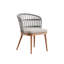 Ensemble de 2 chaises de salle à manger d'extérieur avec dossier en corde tressée, sièges rembourrés et structure aspect bois