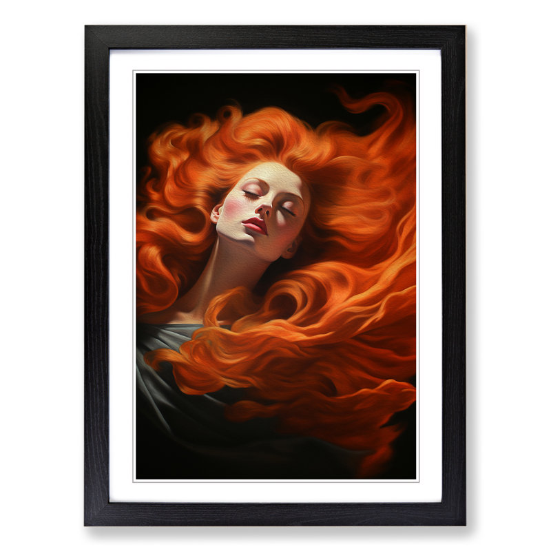 Red Headed Woman Classicism - Framed Print, Black, 34cm H x 25cm W x 2cm D