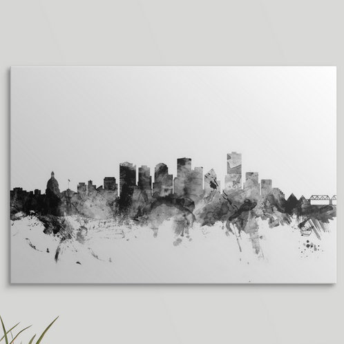 «Edmonton Canada Skyline» par Francy, impression, H 32 po x l 48 po x P 1,5 po, Toile