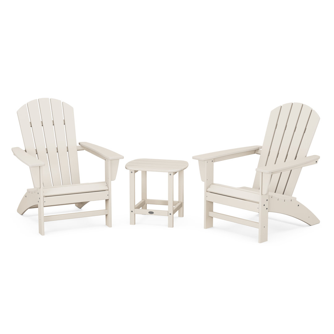 Nautical 3-Piece Adirondack Set with South Beach 18" Side Table POLYWOOD® 