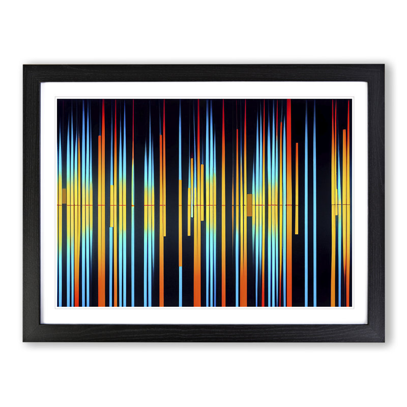 Audio Equalizer Abstract Art Vol.6 - Single Picture Frame Print, Black , 46cm H x 64cm W