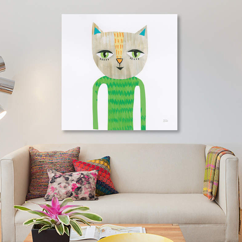 Art sur toile cool chats iii', H 12 po x l 12 po x P 0,75 po, Pas de tapis, Toile tendue