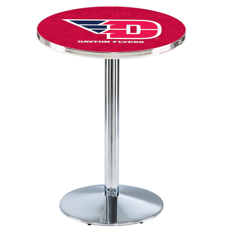 Round Metal Base Dining Table, Chrome, University of Dayton