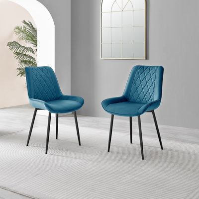 Scottsmoor High Gloss Round Dining Table Set with Luxury Velvet Upholstered Dining Chairs