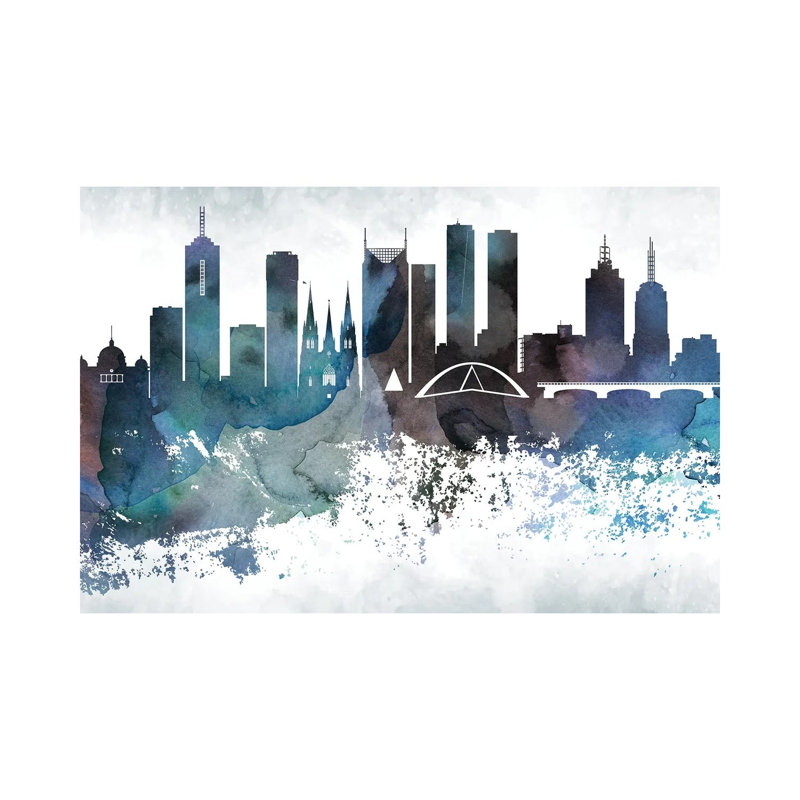 Melbourne Bluish Skylines by WallDecorAddict - Gallery-Wrapped Canvas Giclée on Canvas, 20.32 cm H x 30.48 cm W