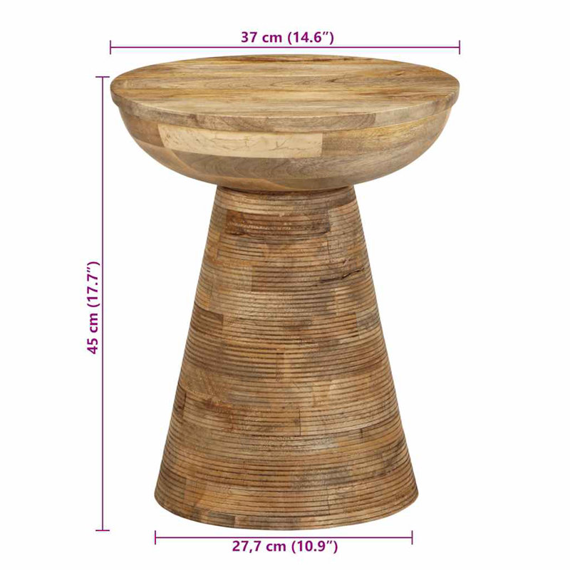 Side Table Diameter37x45 Cm Solid Wood Mango, Brown