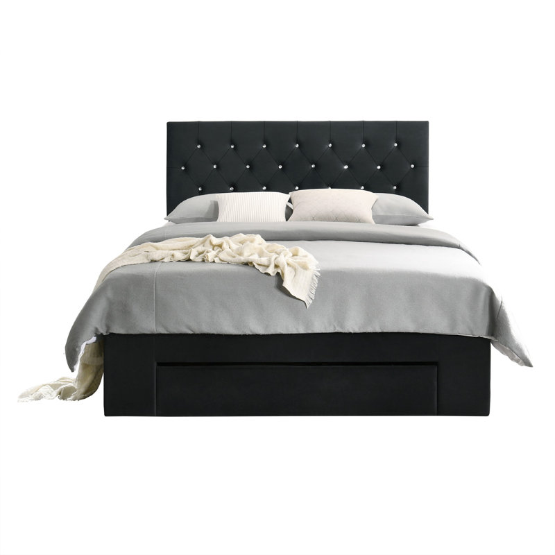 Aerilyn Upholstered Storage Bed, Black, Double (4'6)
