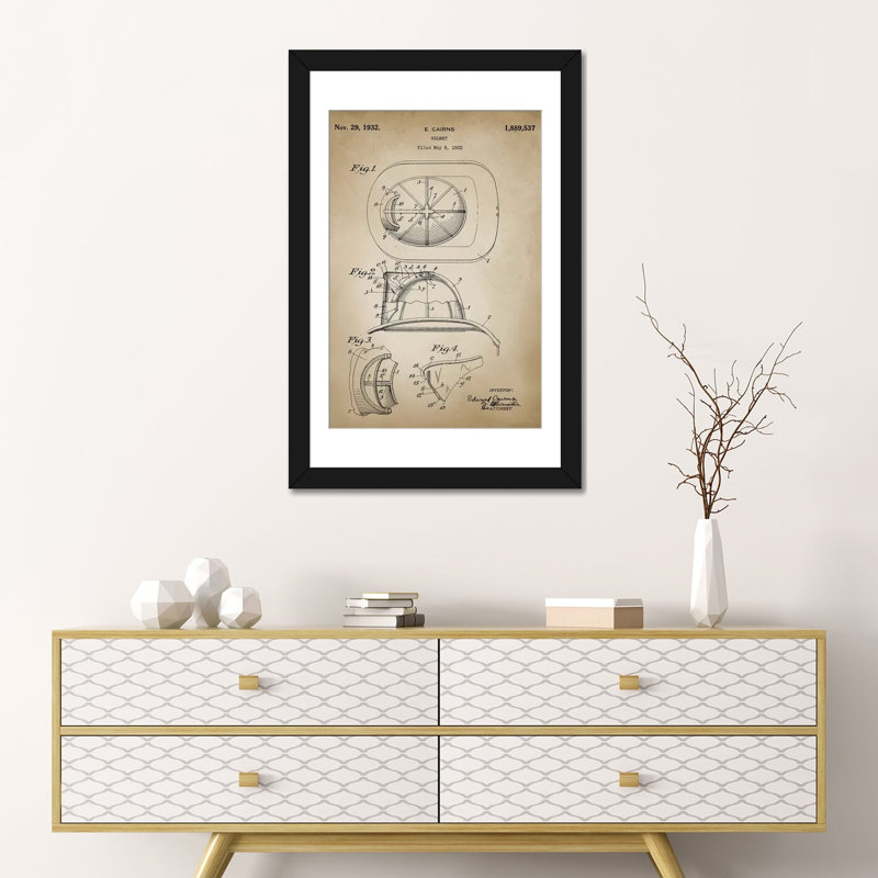 Firefight VI - Patents, impression sur toile tendue, H 32 po x l 24 po x P 1 po, Papier beaux-arts encadré noir, Blanc