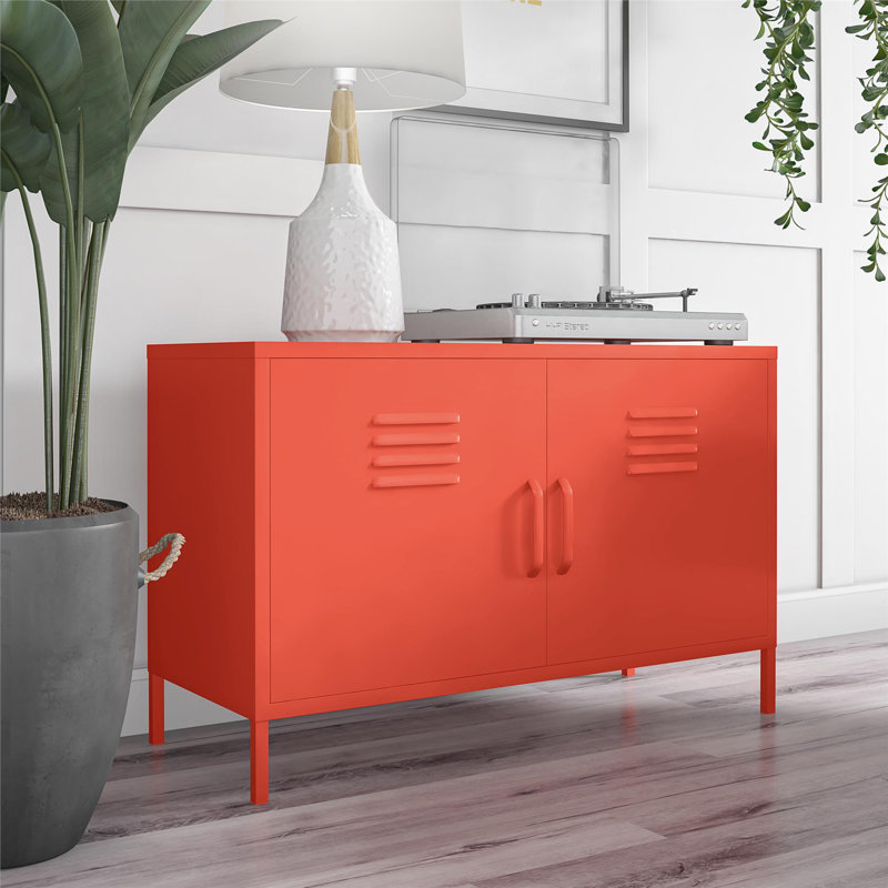 Lamprecht 2 -Door 2 -Shelf Storage Cabinet, Orange