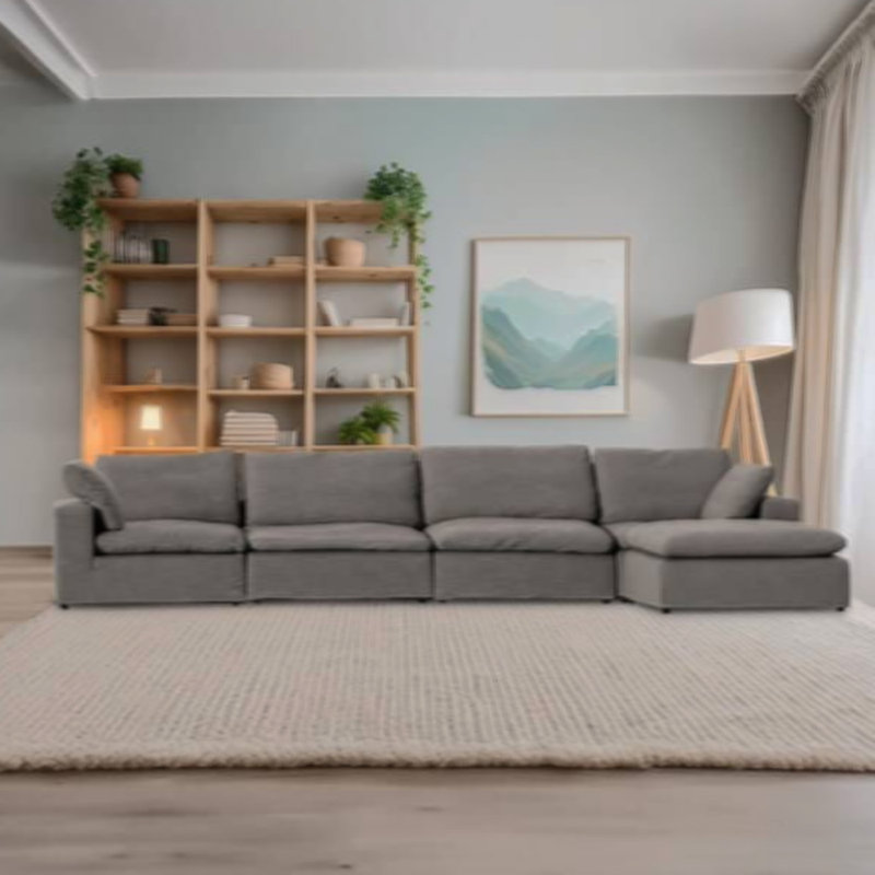 Canapé modulaire, canapé d'angle rembourré avec coussins moelleux,, Tissu gris