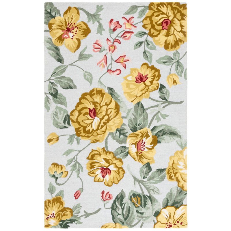 Jardin 275 Hand Tufted Indian Wool Pile Floral Rug, Rectangle 3' x 5'