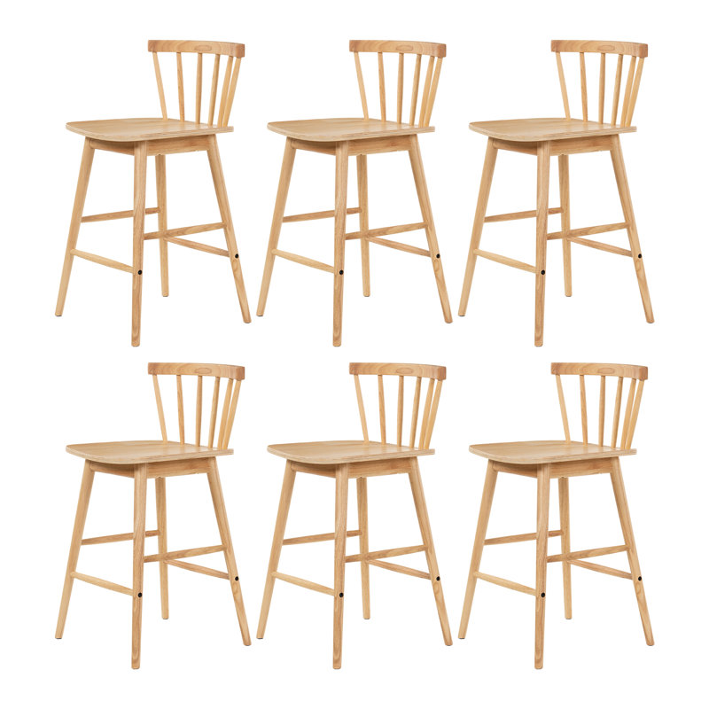 Tabouret de comptoir moderne en bois massif de 24 po, tabourets pour îlot de cuisine avec dossier, 6, Noir