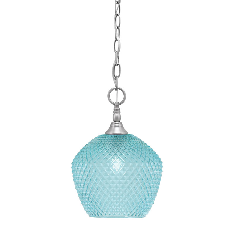 Mini-luminaire suspendu en chaîne avec verre, Nickel brossé