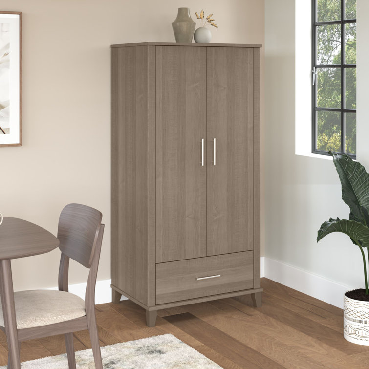 Bush Furniture Somerset Tall Storage Cabinet with Doors and Drawer, Storm Gray
