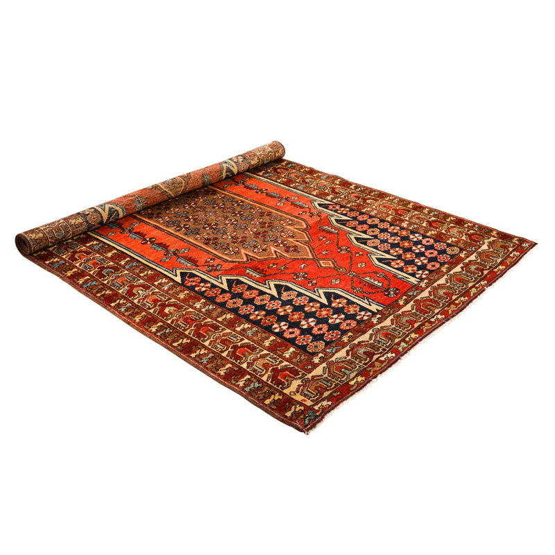 Tapis unique brun / rouille de 3 pi 11 po x 6 pi 5 po de style années 1990