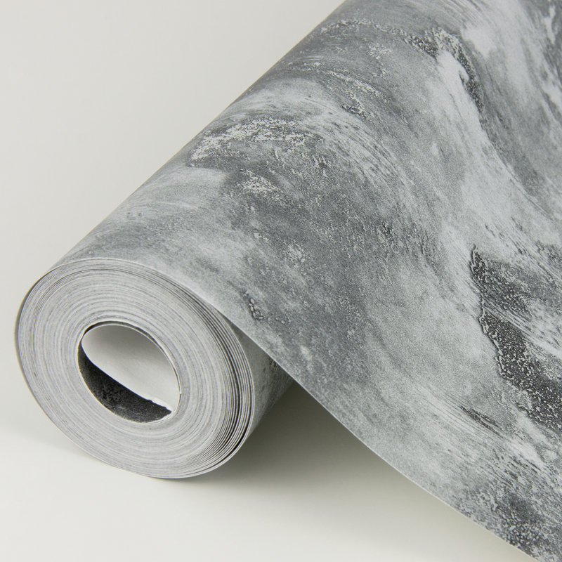 Toula Abstract Metallic Wallpaper Roll, Charcoal